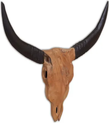 Obrázok produktu pre vidaXL Nástenná socha Býčia hlava Teak 69 x 6 x 60 cm