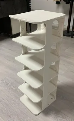 Produktbild von COSTWAY Schuhregal schmal, Schuhorganizer, freistehende Schuhablage Kunststoff, platzsparende Schuhaufbewahrung für Eingangsbereich, Weiß, 6 Ebenen