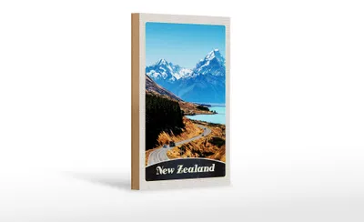 Produktbild von Holzschild Reise 12x18 cm Neuseeland Europa Stadt Urlaub Gebirge
