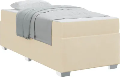 Image de Cadre de lit avec matelas Crème 100 x 200 cm tissu