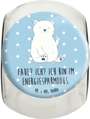 Produktbild von Mr. & Mrs. Panda Frischhaltedose Eisbär Faul XL 2000ml - Blau Pastell - Geschenk, Kaffeedose, Entspannen, Homeoffice, Teddy, Nordpol, Vorratsglas, Teedose, Bonboniere