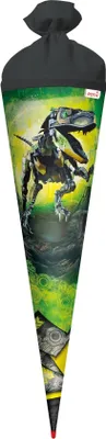 Produktbild von ROTH Schultüte groß Robo-Rex 70 cm rund Rot(h)-Spitze Filzverschluss Zuckertüte Schulanfang