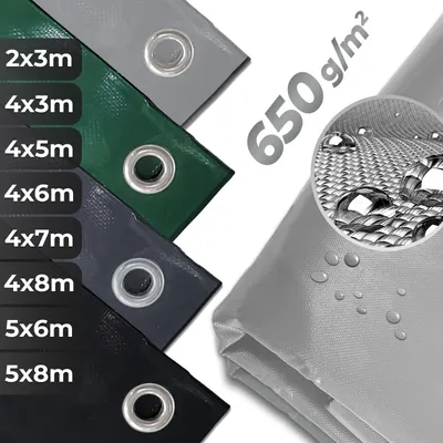 Produktbild von Abdeckplane mit Ösen PVC 650g/m2 wetterfest UV Schutz Gewebeplane Gartenplane Schutzplane Allzweckplane LKW, Gartenmöbel Farbe: Grau Maße: 4 x 8 m (1000D PVC)