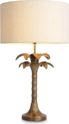 Produktbild von Casa Padrino Luxus Tischleuchte Palme Vintage Messing / Creme Ø 45 x H. 76,5 cm - Schreibtischleuchte im Palmen Design - Luxus Tischleuchten - Luxus Möbel - Luxus Qualität
