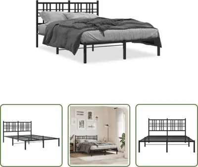 Produktbild von The Living Store Bettgestell mit Kopfteil Metall Schwarz 120x190 cm