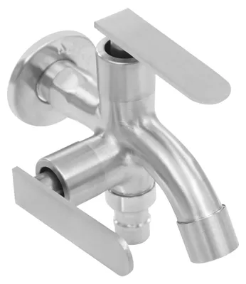 Produktbild von Doppelter Wasserhahn 1/2 Zoll Universal Edelstahl Multifunktionaler Auslaufhahn für Garten und Waschmaschine