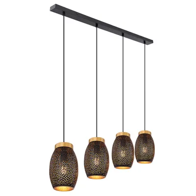 Produktbild von Pendelleuchte, 4-flammig, Metall, schwarz gold, H 120 cm
