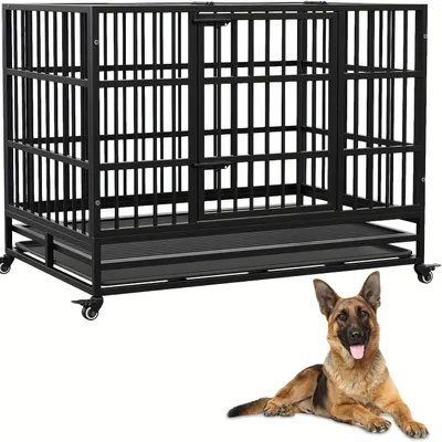 Image de Cage pour chiens - Cage de transport pour chiens - Cage - Cage pour animaux de compagnie - Cage de transport - Double porte - Acier inoxydable