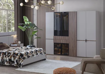 Zdjęcie produktu dla Zestaw do sypialni design łóżko 2x szafka nocnaу szafa 4 szt