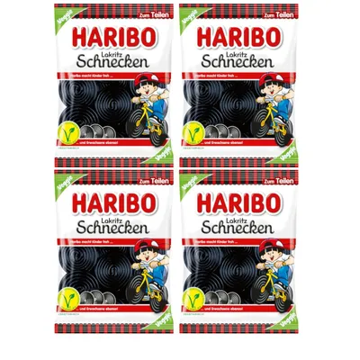Produktbild von Lakritz-Schnecken-Gummibonbons 175 g – Haribo – 4er-Pack