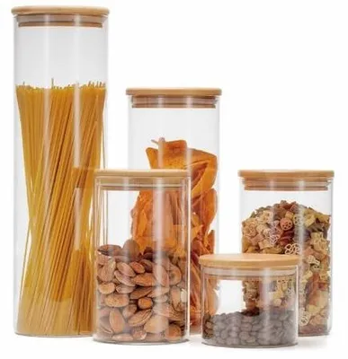 Vorratsdosen-Set 10-tlg. Glas mit Bambusdeckeln, 450-2000 ml