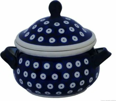 Produktbild von Original Bunzlauer Keramik 450 ml Schmalztopf mit Deckel Ø11 cm, H=12,9cm,  Design 42