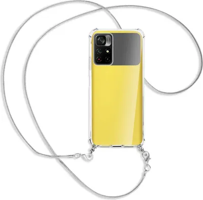 Produktbild von Handykette Backcover-Schutzhülle mit Band (Metall silberfarben) für Xiaomi Redmi Note 11 - silberfarbene Kette Snake