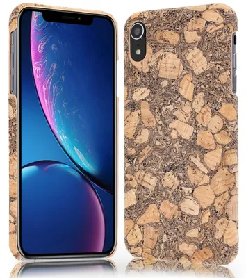 Image de Étui en liège NALIA pour iPhone XR, étui en bois naturel pour téléphone portable Cover Cork Pattern