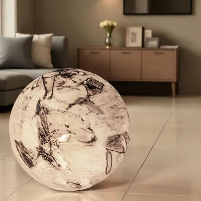 Produktbild von Formano Kugellampe Earth Glas Marmor Design 24 x 24cm Tischlampe aus weißem Glas