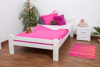 Produktbild von Holzbett Bettgestell Buche 120 x 200 cm Weiß