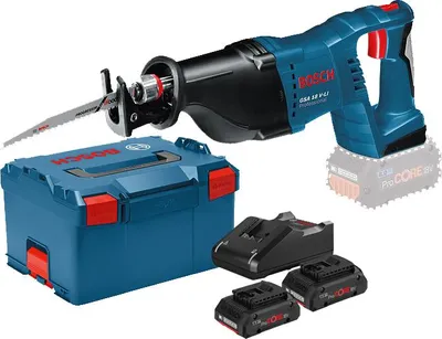 Image de Scie sabre 18V GSA 18V-LI + 2 batteries ProCore 18 V 4 Ah + chargeur + L-Boxx - BOSCH - 060164J00Q