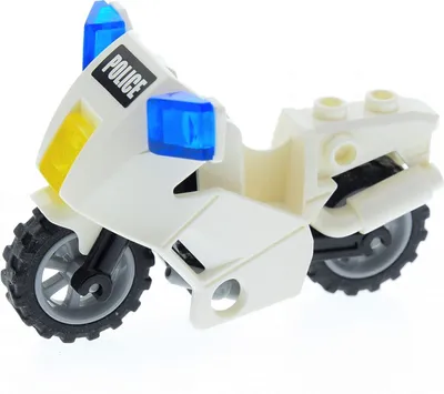 Produktbild von 1x Lego Motorrad City weiß Sticker Police schwarz Räder grau 7235 52035c01pb06