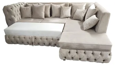 Immagine prodotto di Divano angolare Chesterfield a L con funzione letto divano in tessuto 340x220
