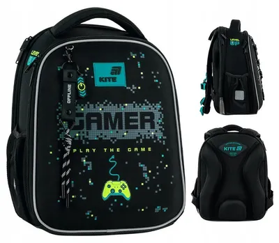 Obrázok produktu pre Školský batoh pre chlapca (6 rokov), sivý, s nožičkami a príveskom Game Kite