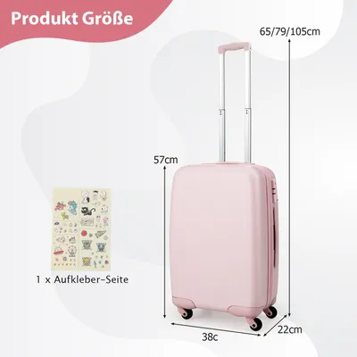Produktbild von Costway Handgepäck Hartschalenkoffer, PC, Rosa, 20 Zoll (38x22x57 cm), TSA-Schloss, Spinnerräder, 2 Fächer, 35 L