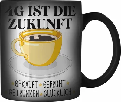 Produktbild von Trendation - Lustige Farbwechsel Zauber-Tasse mit Spruch für Frauen Männer Kaffeeliebhaber Gekauft Gebrüht Getrtunken Glücklich Farbwechsel Zauber-Tasse mit Spruch (Schwarz)