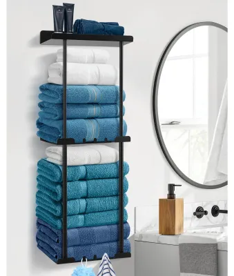 Productafbeelding van Handdoekhouder zonder boren, met haken, 2 stuks, voor de badkamer