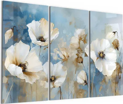 Produktbild von DEQORI Glasbild Echtglas 3x50x100 cm 'Abstrakte Blütenpracht' Wandbilder XXL groß