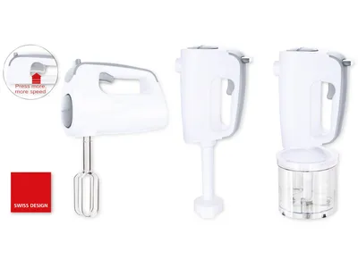 Produktbild von Emerio Handmixer mit Knethaken, Quirle, Zerkleinerer