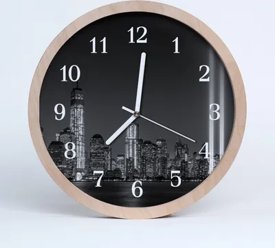 Produktbild von Holzuhr 20fi cm wanduhr - Schwarz-Weiß-Stadt