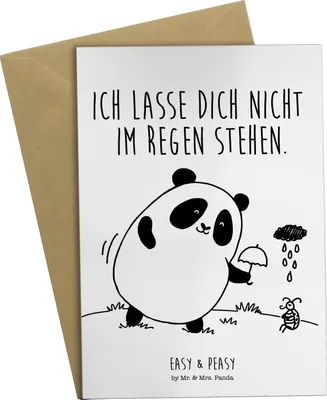 Produktbild von Mr. & Mrs. Panda Klappkarte Panda Zusammenhalt - Weiß - Geschenk, neujahrskarte, Grußkarten, Glückwunschkarte, weihnachtskarten, einladungskarten, genesungskarte