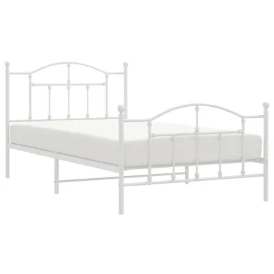 Produktbild von Bettgestell mit Kopf- und Fußteil Metall Weiß 100x200 cm