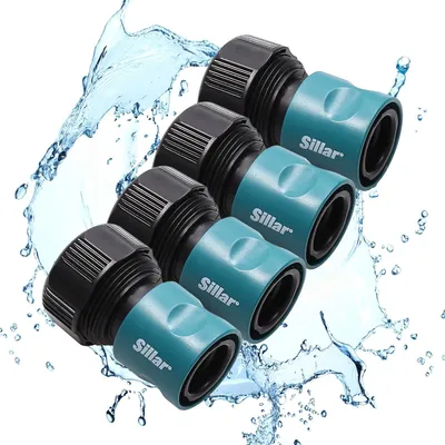 Produktbild von Sillar 4x Wasserhahn Anschluss 3/4'' STOP 2in1 – Adapter für Gartenschlauch