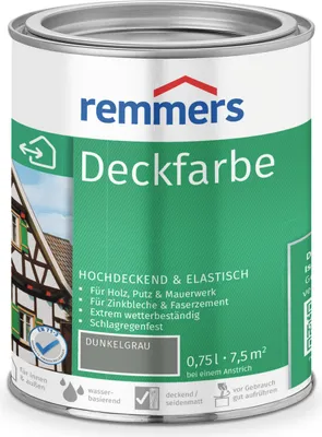 Produktbild von Remmers Deckfarbe dunkelgrau 0,75 l, Holzlack