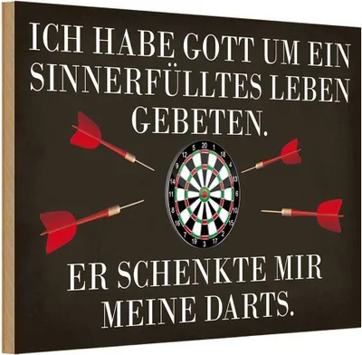 Produktbild von vianmo Holzschild 12x18 cm Gott schenkte mir meine Darts Sport Hobby