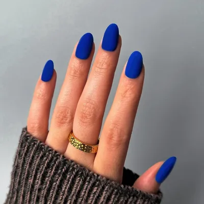 Image de Ongles factices courts, bleu roi mat, en acrylique, lot de 24 pièces