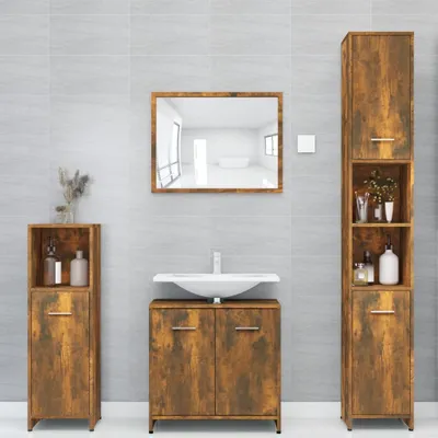 Produktbild von "2026 Promotion" Badschrank - Badregal - Räuchereiche 30x30x183,5 cm - Holzwerkstoff - Badezimmer CC27987