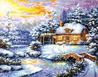 Image de Magic Needle Zweigart Edition Kit de point de croix "Histoire d'hiver", motif à compter, 40x32cm