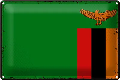 Produktbild von Blechschild Flagge Sambia 30x20cm Retro Flag of Zambia