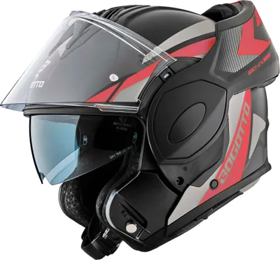 Image de Bogotto FS-X600 Atyr casque pliable, noir mat/gris/rouge, L