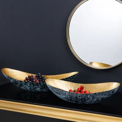 Produktbild von riess-ambiente  2er Set Deko Schalen ABSTRACT ORIENT 55cm gold Metall Patina
