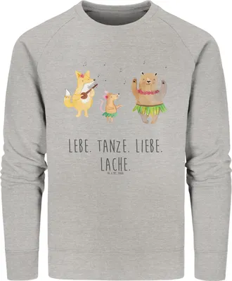 Produktbild von Mr. & Mrs. Panda Baumwoll Sweatshirt Waldtiere Aloha Größe XL - Heather Grey - Geschenk, Pullover, Igel, Pulli, Nachhaltiger, Musik, Sweater, Hase, Wald, Lustige Sprüche