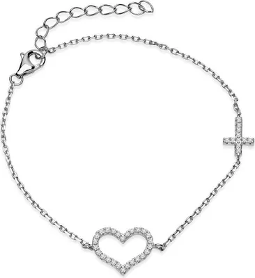 Produktbild von Filigranes 925er Silber Armband mit Herzen SB0237