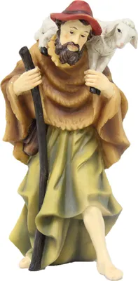 Produktbild von FADEDA Hirte mit Stab   / Höhe:19 cm / handbemalt / detailgetreue Krippen Figuren - Weihnachten Tisch Dekoration Krippe Zubehör