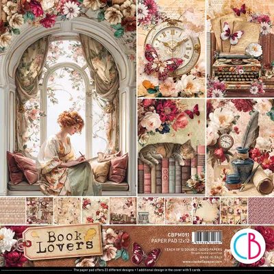 Produktbild von Scrapbook-Papier "Book Lovers", 12 Blatt, 30,5 x 30,5 cm
