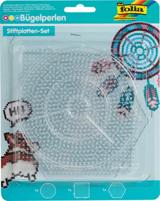 Produktbild von folia Bügelperlen Stiftplatten BASIC GROSS sortiert 3 Stiftplatten