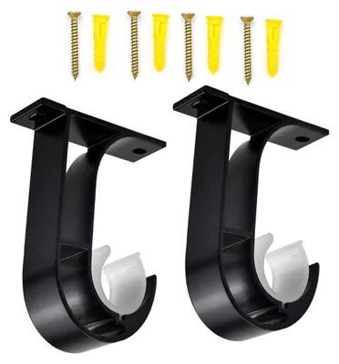 2 Deckenhalter für Vorhangstange, schwarz, 28 mm, Aluminium