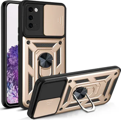 Produktbild von Galaxy S20 Hülle mit 360° Drehbarer Magnetische Ring Ständer Halter Dia Kameraschutz TPU Bumper Silikon Schutzhülle für Samsung Galaxy S20 Gold