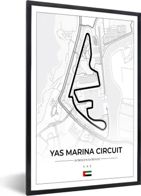 Produktbild von MuchoWow® Gerahmtes Poster Rennstrecke - Yas Marina Circuit - Rennstrecke - F1 - Abu Dhabi - Weiß 60x90 cm - Poster mit Schwarzem Bilderrahmen Wandposter Rahmen Foto Bilder - Kunst