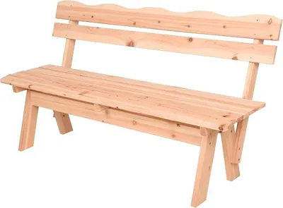 Imagen del producto de Banco de jardín de madera maciza para 3 personas, con respaldo, de 150 x 62 cm